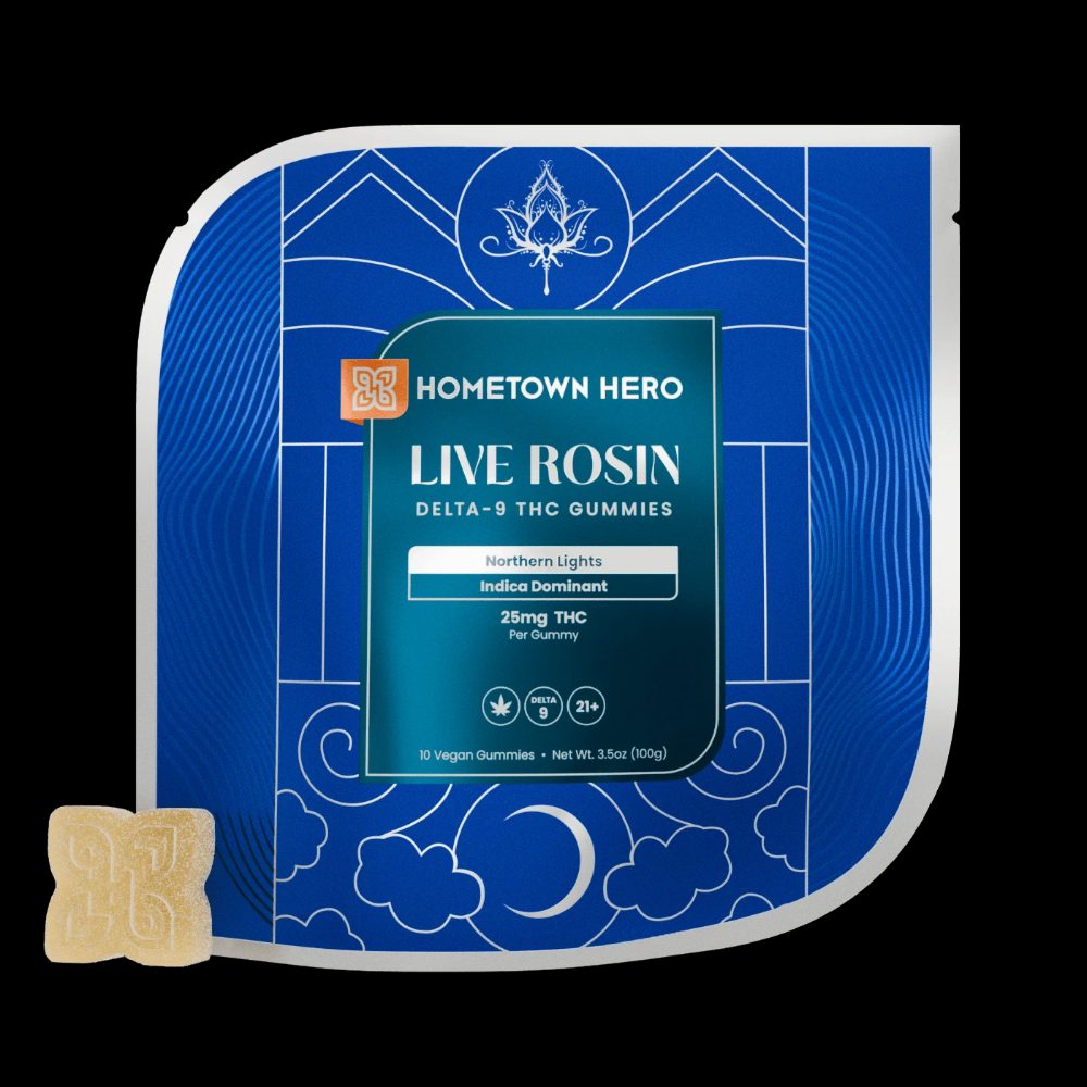 Hometown Hero Northern Lights Live Rosin THC Gummies – Indica
