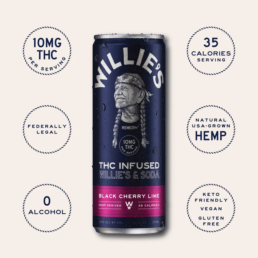 Willie's Remedy THC Infused Seltzer Black Cherry Lime