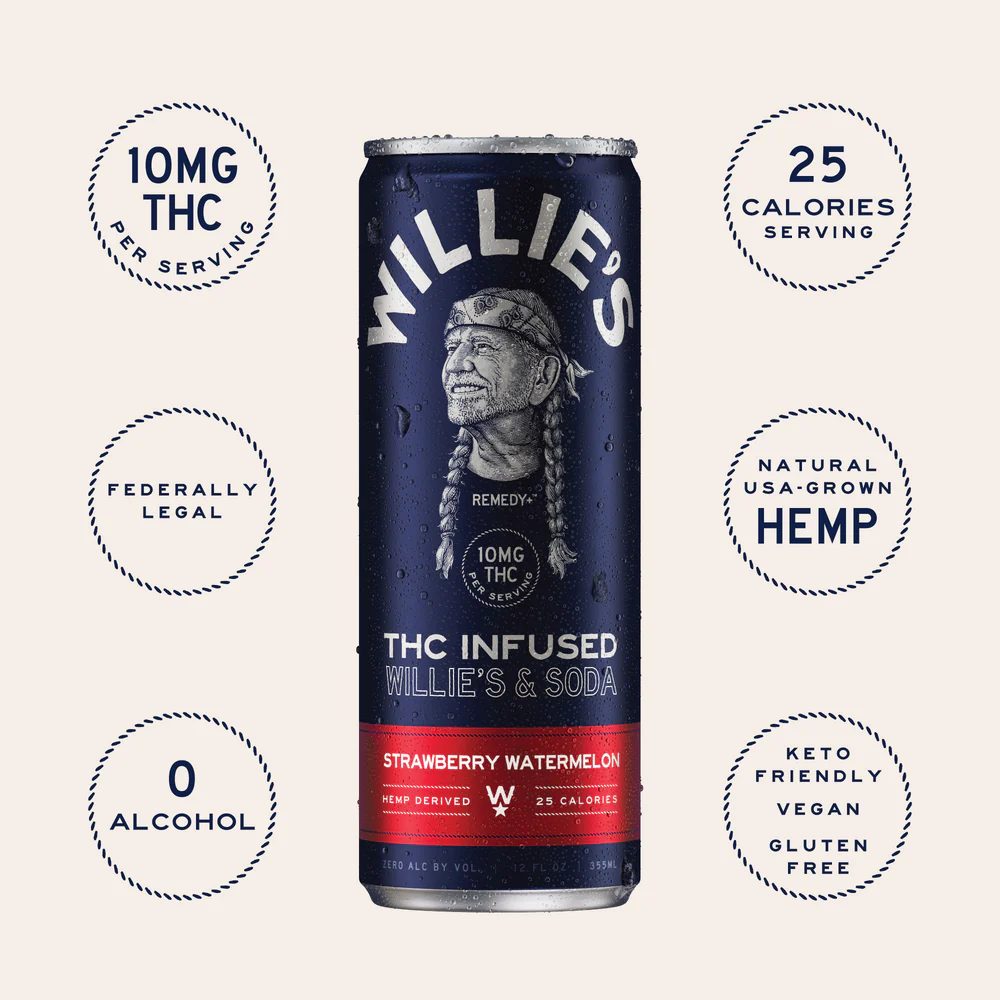 Willie's Remedy THC Infused Seltzer Strawberry Watermelon